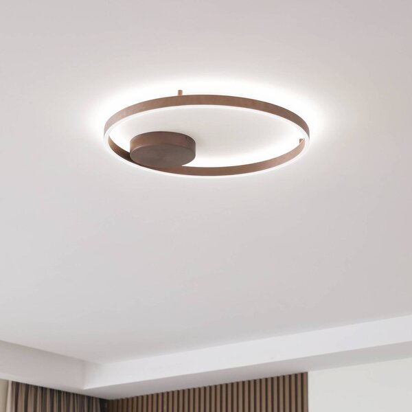 Lucande Smart LED stropné svietidlo Moise, káva, Tuya, Hnedá / hrdzavá, Obývacia izba / jedáleň, Hliník, Moderný, Závesné svietidlo