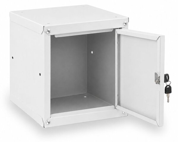 Šatníková skrinka s uzamykateľným boxom 250 x 250 x 250 mm, cylindrický zámok, grafitové dvere
