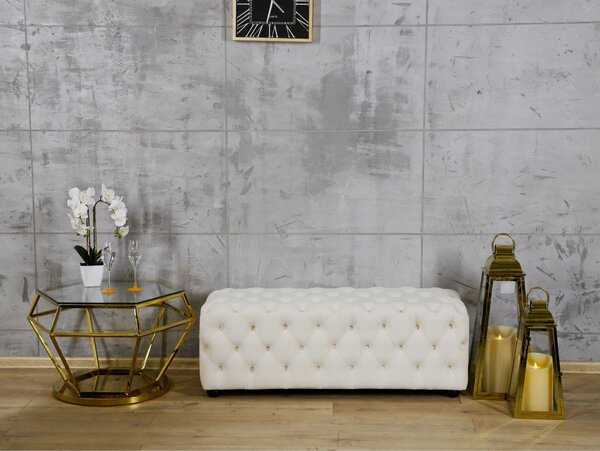 Dekorstudio Exkluzívna zamatová pufa LONGORIA Chesterfield krémová