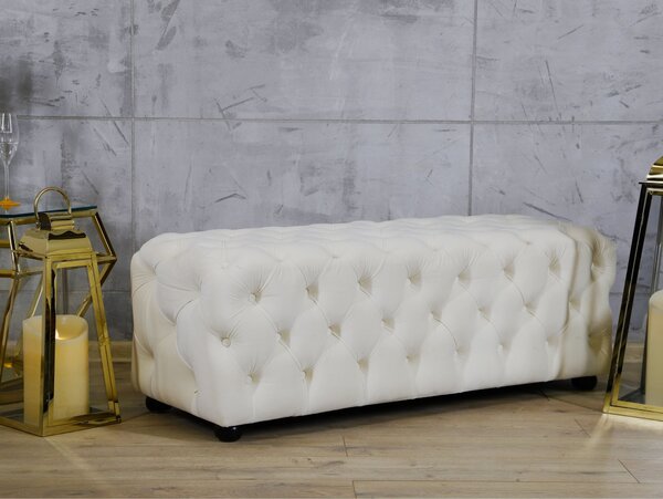 Dekorstudio Exkluzívna zamatová pufa LONGORIA Chesterfield krémová