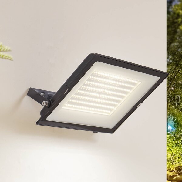 Prios LED vonkajší reflektor Maikel, 200W, 16000lm, kov, Čierna, Hliník, Moderný, Nástenné bodové svietidlo