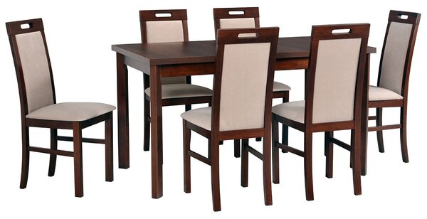 Rozkladací stôl so 6 stoličkami - AL35, Morenie: Orech - L, Poťahové látky: 2 - Berlin 03 Mirjan24 5902928073492