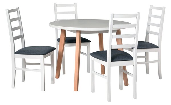 Okrúhly stôl so 4 stoličkami - AL41, Morenie: biela, Poťahové látky: 11 - Inari 96 Mirjan24 5902928111194