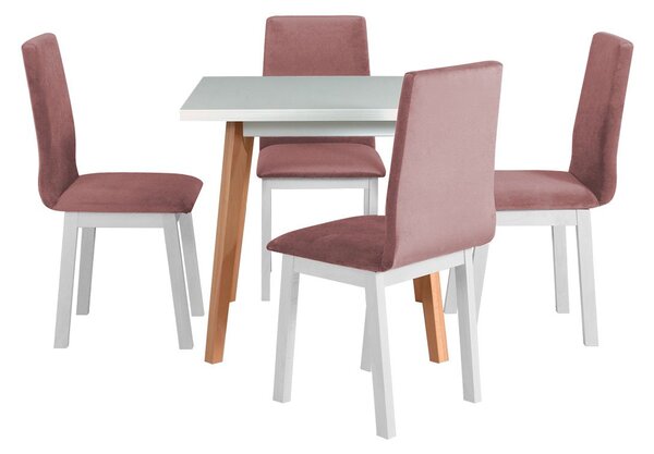 Rozkladací stôl so 4 stoličkami - AL40, Morenie: biela, Poťahové látky: 19 - Jasmine 61 Mirjan24 5902928493474
