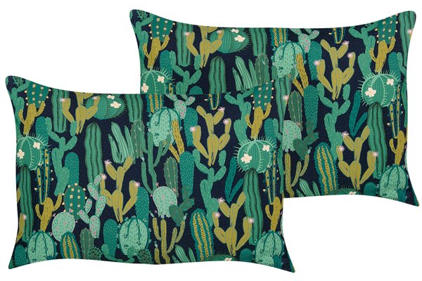 Sada 2 záhradných vankúšov zelená polyester kaktusový vzor 40 x 60 cm obdĺžniková moderný štýl vonkajšie terasa vodoodolné