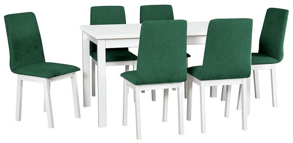 Rozkladací stôl so 6 stoličkami - AL37, Morenie: biela, Poťahové látky: 23x - Kronos 19 Mirjan24 5902928964318
