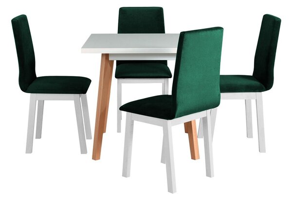 Rozkladací stôl so 4 stoličkami - AL40, Morenie: biela, Poťahové látky: 23x - Kronos 19 Mirjan24 5902928999860