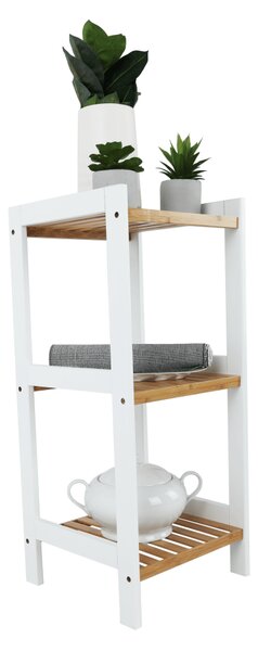 KONDELA Regál, prírodná bambus/biela, ERAVA TYP 1