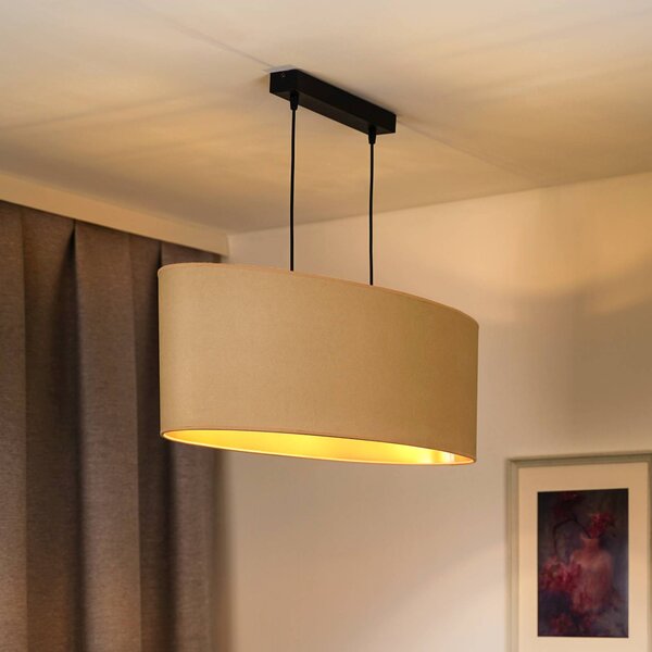 Envostar závesná lampa Idun light beige 80 cm prírodný materiál vegan, Krémová / jantárovo žltá, Obývacia izba / jedáleň, Moderný, Závesné svietidlo
