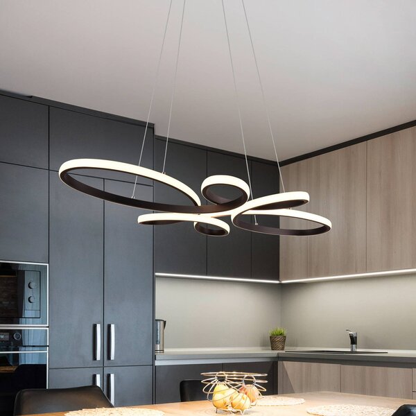 Trio Lighting Závesné svetlo Fly LED, matná čierna, 3 000 K, 83 cm x 45, Čierna, Obývacia izba / jedáleň, kov, Moderný, Závesné svietidlo