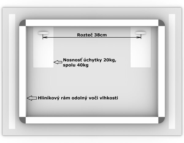 LED zrkadlo Longitudine 70x50cm studená biela - wifi aplikácia