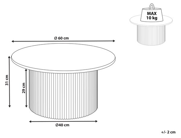 Konferenčný stolík biely MDF okrúhly ⌀ 60 cm klasický moderný dizajn nábytok do obývacej izby
