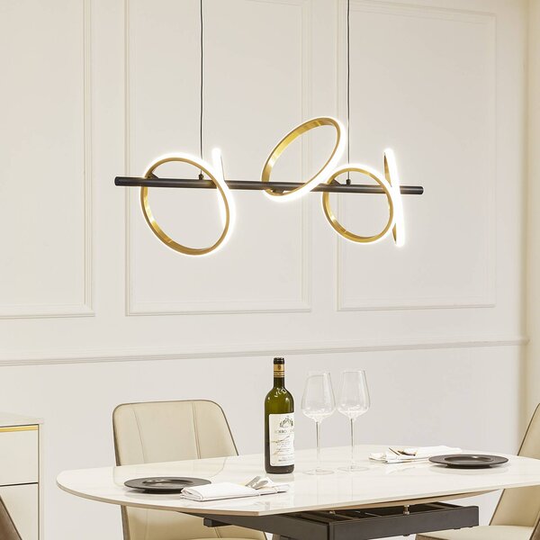 Lucande LED závesné svetlo Madu, čierna farba, kov, dĺžka 92,5 cm, Čierna, Obývacia izba / jedáleň, kov, Moderný, Závesné svietidlo
