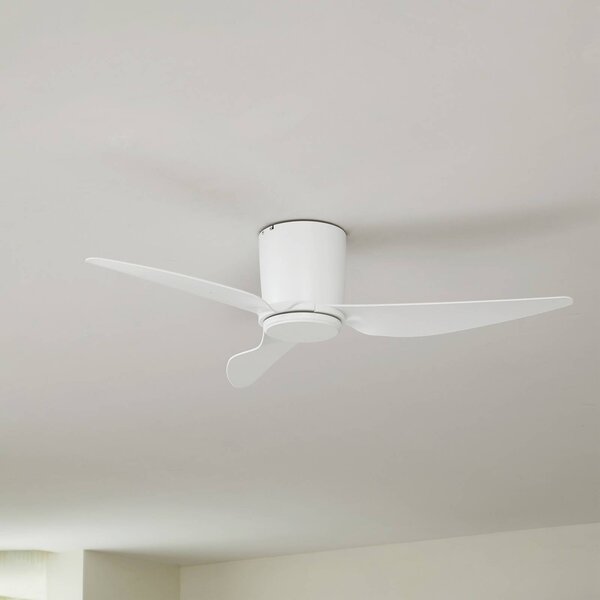 Lindby Stropný ventilátor Aulo, biely, DC, tichý, Ø 123 cm, Biela / opálová, Obývacia izba / jedáleň, kov, Moderný