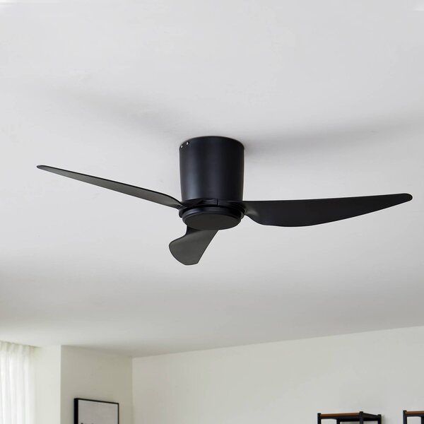 Lindby Stropný ventilátor Aulo, čierny, DC, tichý, Ø 123 cm, Čierna, Obývacia izba / jedáleň, kov, Moderný