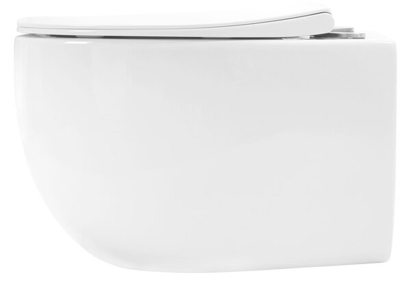Rea Lars, závesná WC misa Rimless 50x37x29 cm vrátane sedadla s pomalým zatváraním, biela, REA-C9500