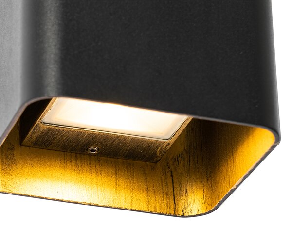 Moderná nástenná lampa čierna vrátane LED IP54 štvorcová - Evi