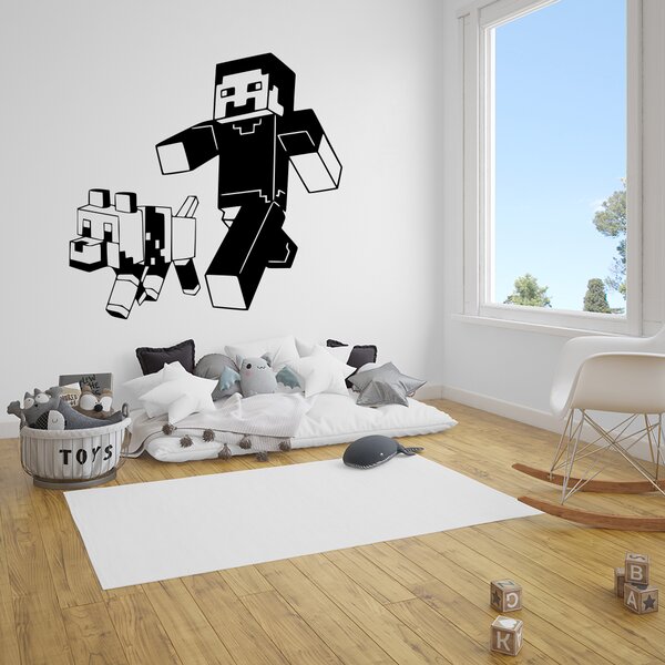 Veselá Stena Samolepka na stenu Minecraft so psom Farba: černá