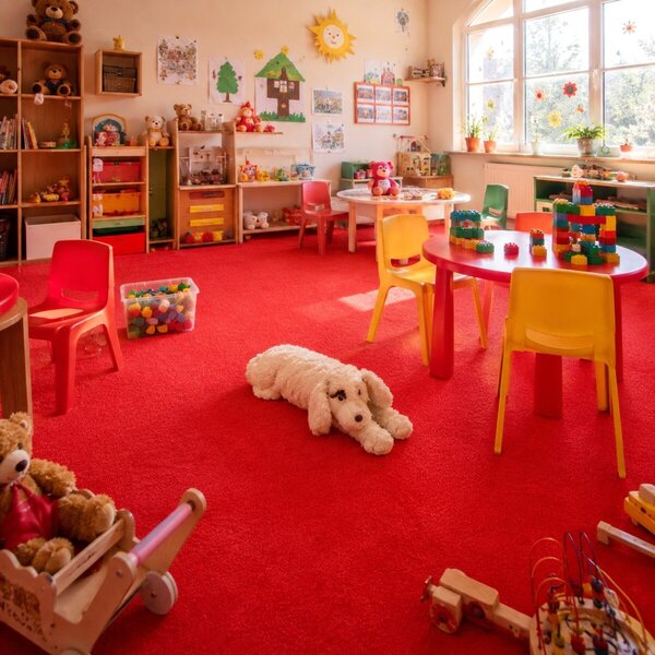 Beaulieu International Group , Metrážny koberec Destiny 0724 Red, na mieru, šíře 4m, červená, filc, detská izba
