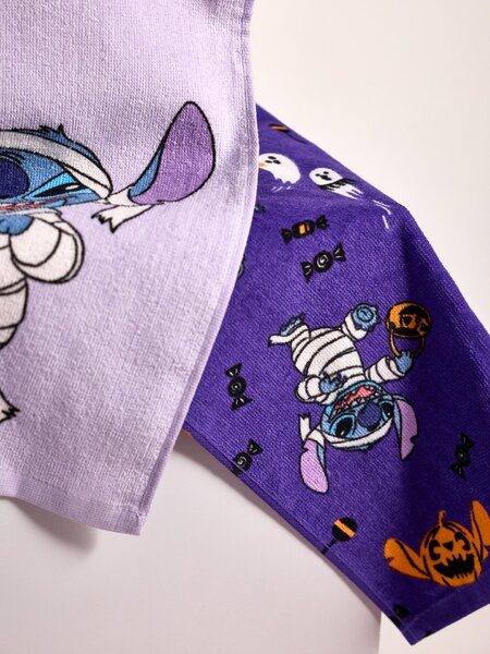 Sinsay - Súprava bavlnených uterákov na ruky s halloweenským motívom 2 pack Stitch - fialová