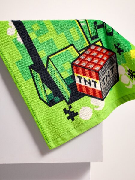 Sinsay - Detský bavlnený uterák na ruky Minecraft - svieža zelená