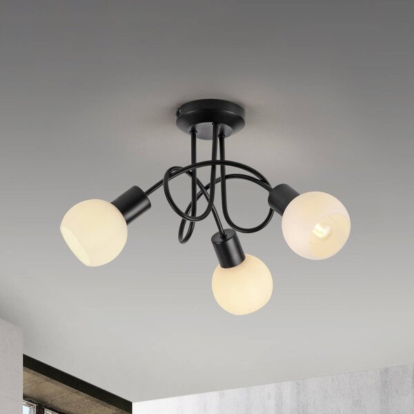 JUST LIGHT. GmbH Stropné svietidlo Loki, 3 svetlá, okrúhle, čierne, železo, Čierna, Obývacia izba / jedáleň, kov, Stropné svetlo