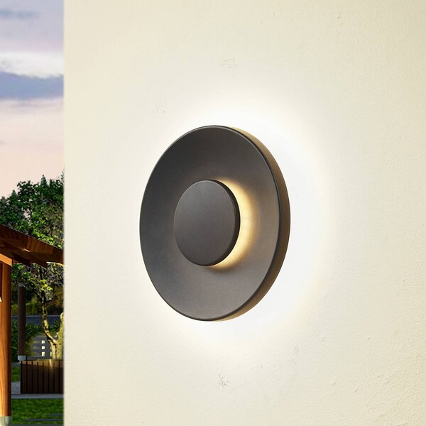 Lucande LED vonkajšie nástenné svietidlo Kayana, čierne, hliník, 24 cm, Čierna, Hliník, Moderný, Nástenné svietidlo