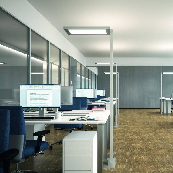 Waldmann LED stojacia lampa Lavigo Core DPS 12500/840/R/G1, biela, senzor, Biela / opálová, Pracovňa / Kancelária, kov, Moderný, Zemné bodové svetlo