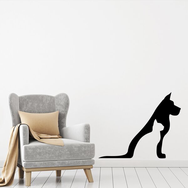 Veselá Stena Samolepka na stenu Pes s mačkou Farba: černá