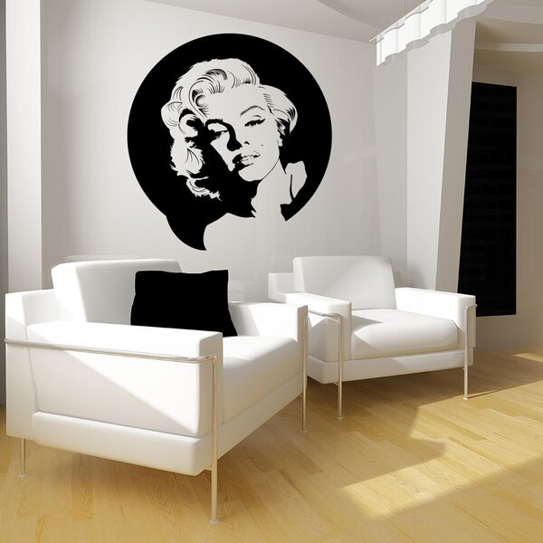 Veselá Stena Samolepka na stenu Portrét Marilyn Monroe Farba: černá