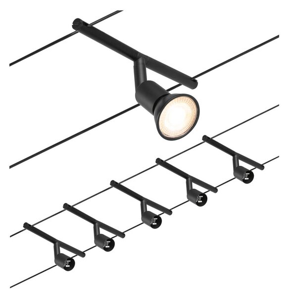 Paulmann Wire Salt lankový systém 5-pl., 5m čierna, Čierna, Chodba, kov, Moderný, Lankový systém