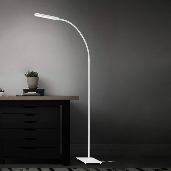 Briloner Stojaca LED lampa Servo, stmievateľná, biela, Biela / opálová, Pracovňa / Kancelária, kov, Moderný, Stolová lampa