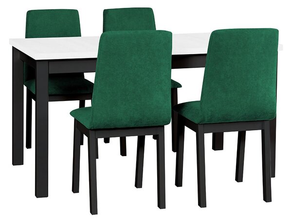 Rozkladací stôl so 4 stoličkami - AL05, Morenie: biela - L, Poťahové látky: 23x - Kronos 19, Farby nožičiek: čierna, Farby nožičiek stola: čierna Mirjan24 5902928857726