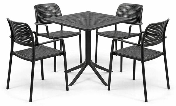 Záhradná zostava Nardi CLIP + 4 stoličky BORA Armchair Vyhotovenie: Antracit