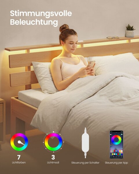 Manželská posteľ s LED osvetlením a USB 140x200 cm RMB254Y101