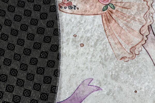 Detský koberec protišmykový BAMBINO 61600 krémový / ružový kruh