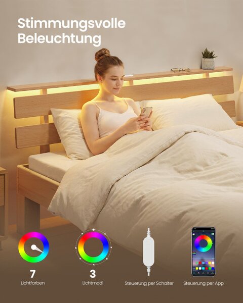 Manželská posteľ s LED osvetlením a USB 180×200 cm RMB258Y101