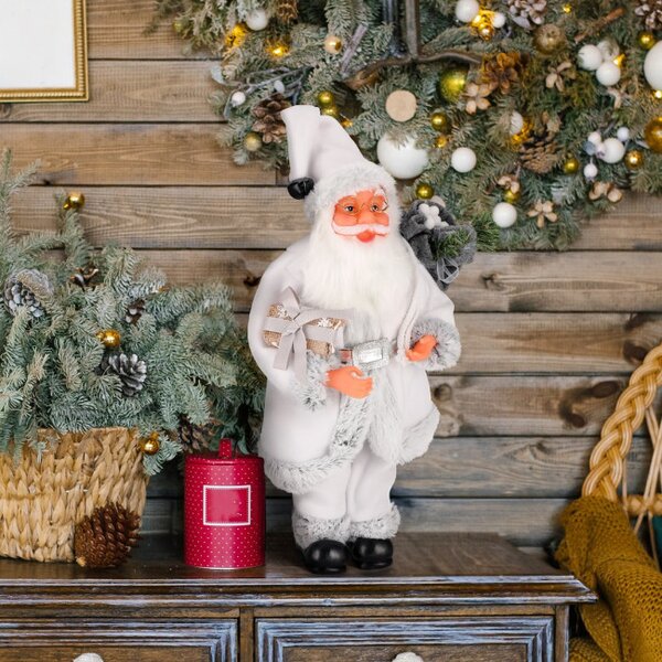 Vianočná dekorácia Santa Claus biela / sivá 40 cm