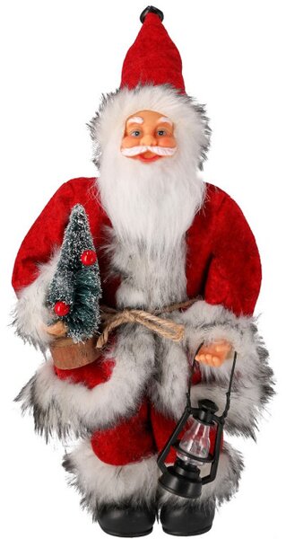 Vianočná dekorácia Santa Claus so sánkami a lyžami 30 cm
