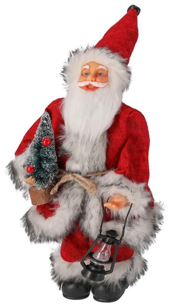Vianočná dekorácia Santa Claus so sánkami a lyžami 30 cm