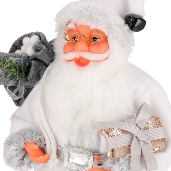 Vianočná dekorácia Santa Claus biela / sivá 40 cm