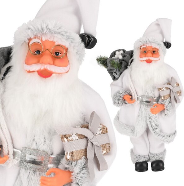Vianočná dekorácia Santa Claus biela / sivá 40 cm