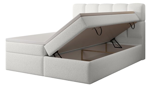 Jednolôžková boxspring posteľ s úložným priestorom Massimo 120x200 - biela