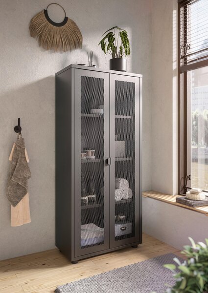 STREDNE VYSOKÁ SKRINKA, čierna, 60/135/30 cm Hom`in - Kúpeľňové skrinky