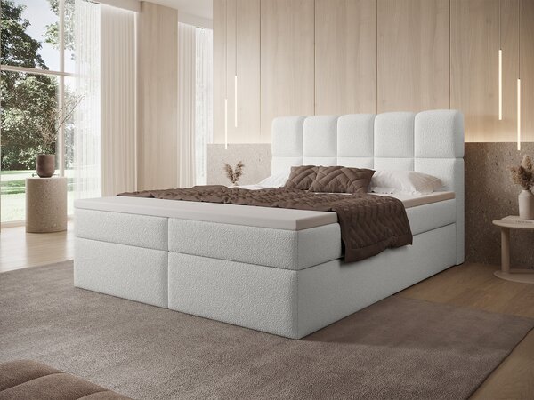 Jednolôžková boxspring posteľ s úložným priestorom Massimo 120x200 - biela