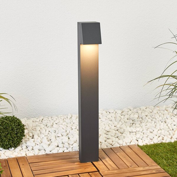 BEGA 77237K3 stojanová lampa hranatá 3.000K dole, Hliník / sivá / zinok, Hliník, Moderný, Osvetlenie príjazdovej cesty