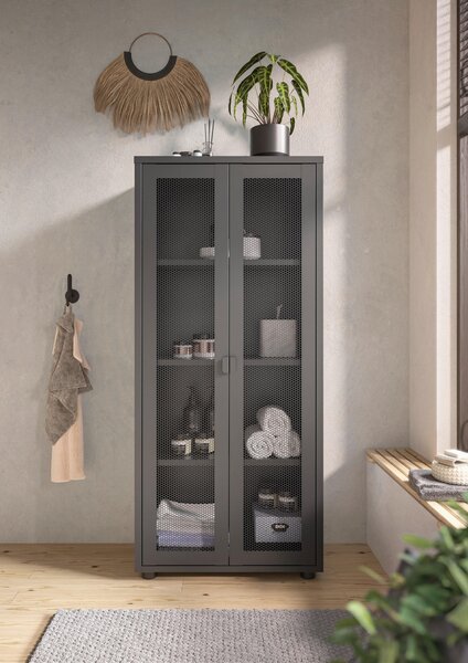 STREDNE VYSOKÁ SKRINKA, čierna, 60/135/30 cm Hom`in - Kúpeľňové skrinky