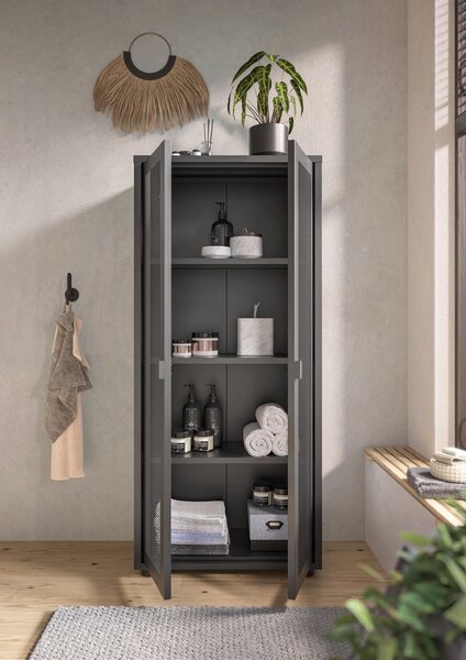 STREDNE VYSOKÁ SKRINKA, čierna, 60/135/30 cm Hom`in - Kúpeľňové skrinky