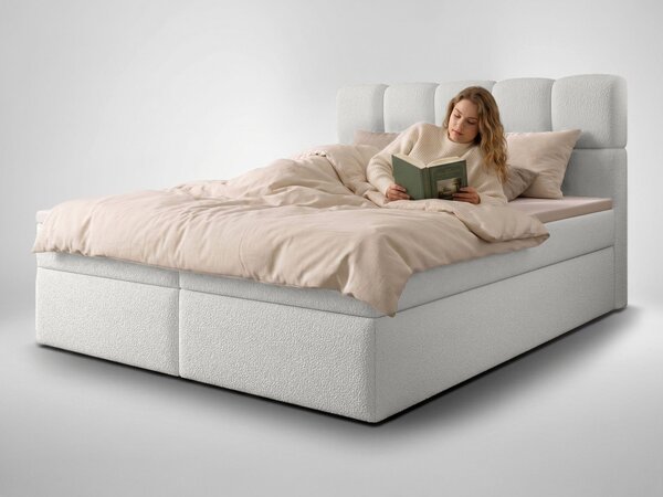Jednolôžková boxspring posteľ s úložným priestorom Massimo 120x200 - biela