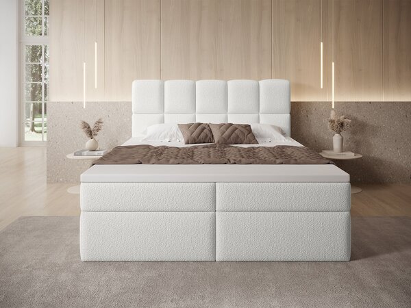 Jednolôžková boxspring posteľ s úložným priestorom Massimo 120x200 - biela